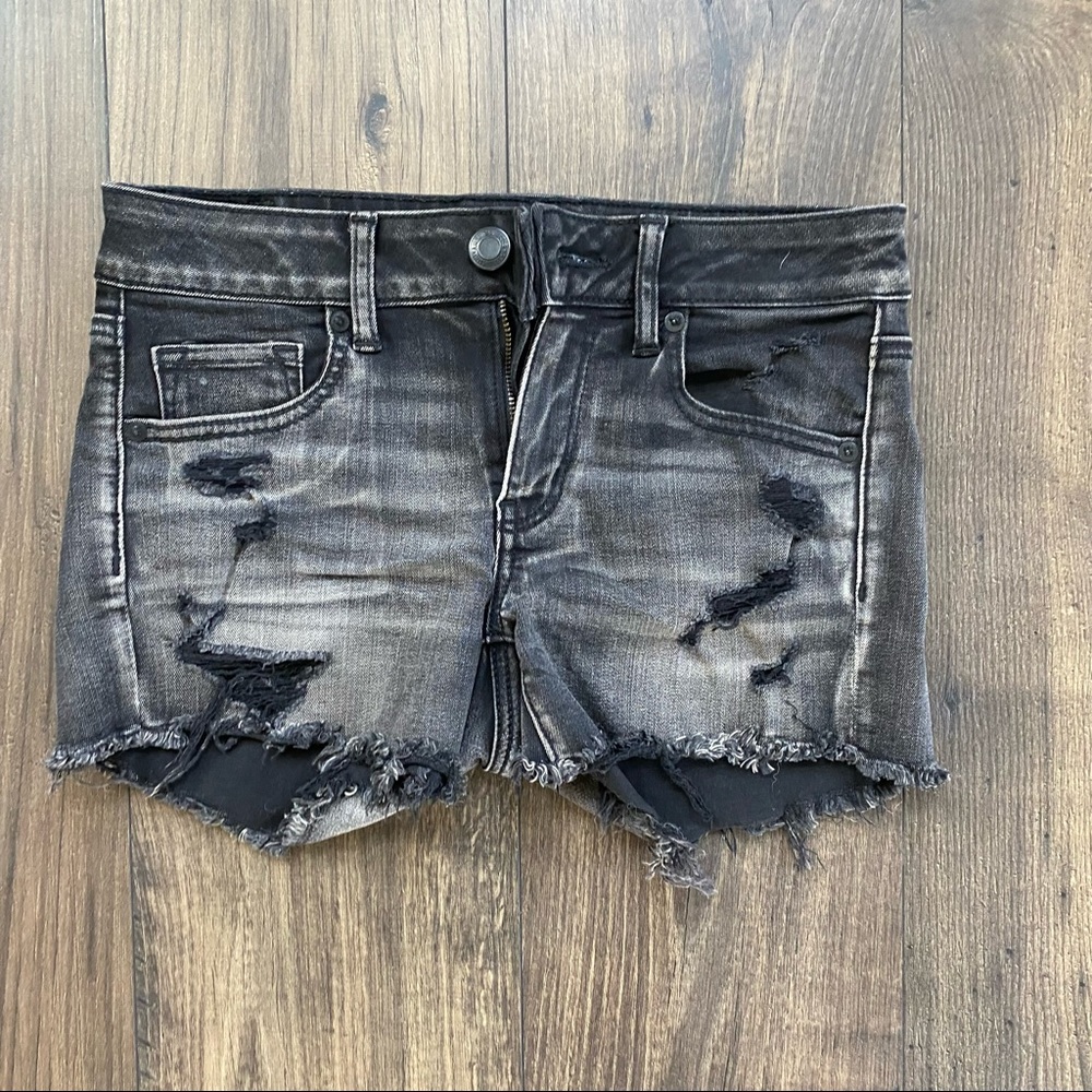 American Eagle Black Distressed MIDI Short